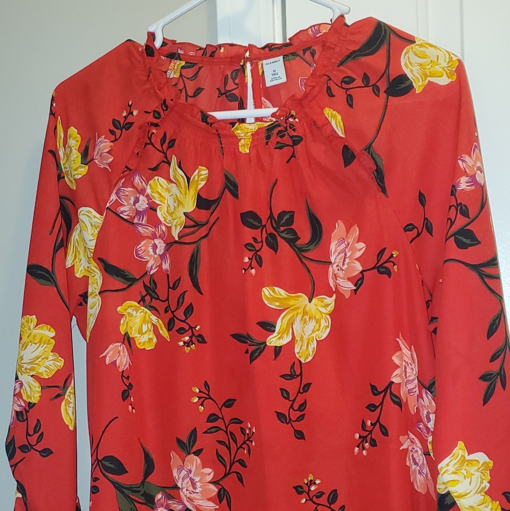 Old Navy Red Floral Top